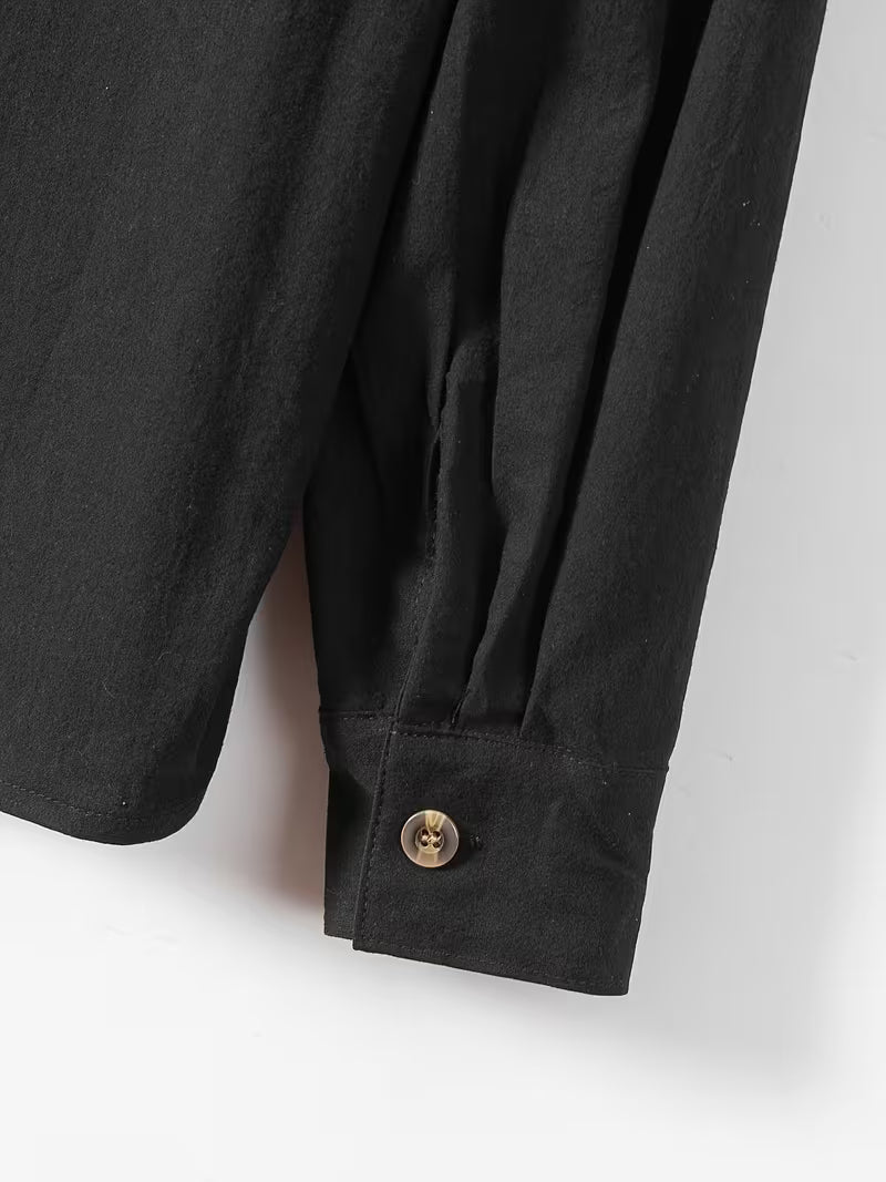 Conjunto de camisa gola Mao e calças