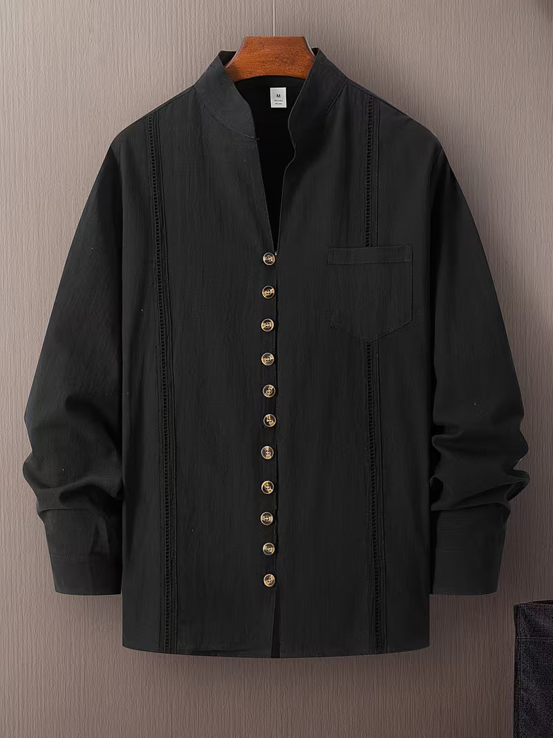 Conjunto de camisa gola Mao e calças