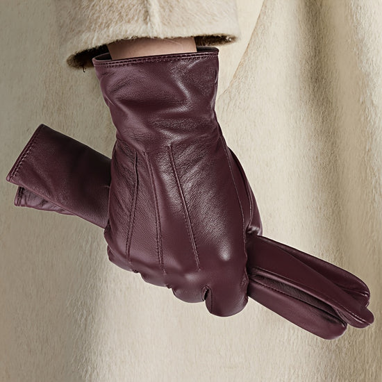 Luvas de inverno para mulheres BISON  Pele de ovelha de alta qualidade  prova de vento e quente compatveis com ecrs tteis ideais para atividades ao ar livre corrida e caminhada  Presente de Natal perfeito equipamento de desporto de inverno  Lu